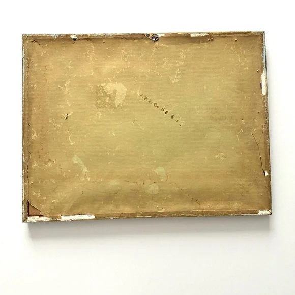 Antique Framed Art Print of Girl in Blue Dress With Bird in Tree - Picture 4 of 5